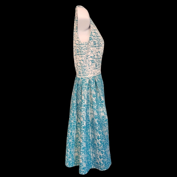 Calvin Klein Blue &White Fit & Flare Cocktail Dress Size 6 - Picture 2 of 4